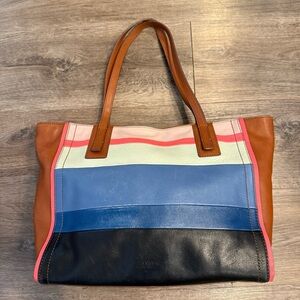 Fossil Emma Multicolor Patchwork Leather Tote Shoulder Bag
